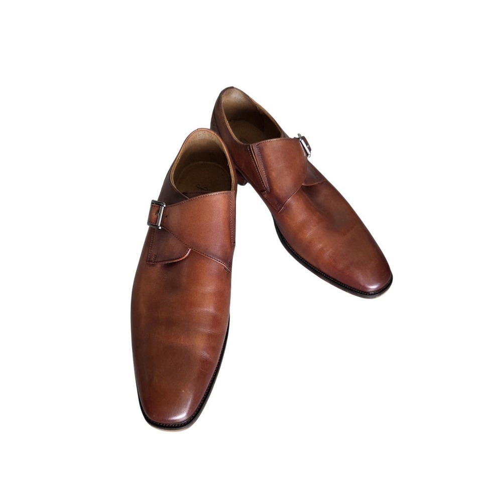 Florsheim Sorrento Brown Leather Plain Toe Single Monk Strap Dress Shoes Men 12M